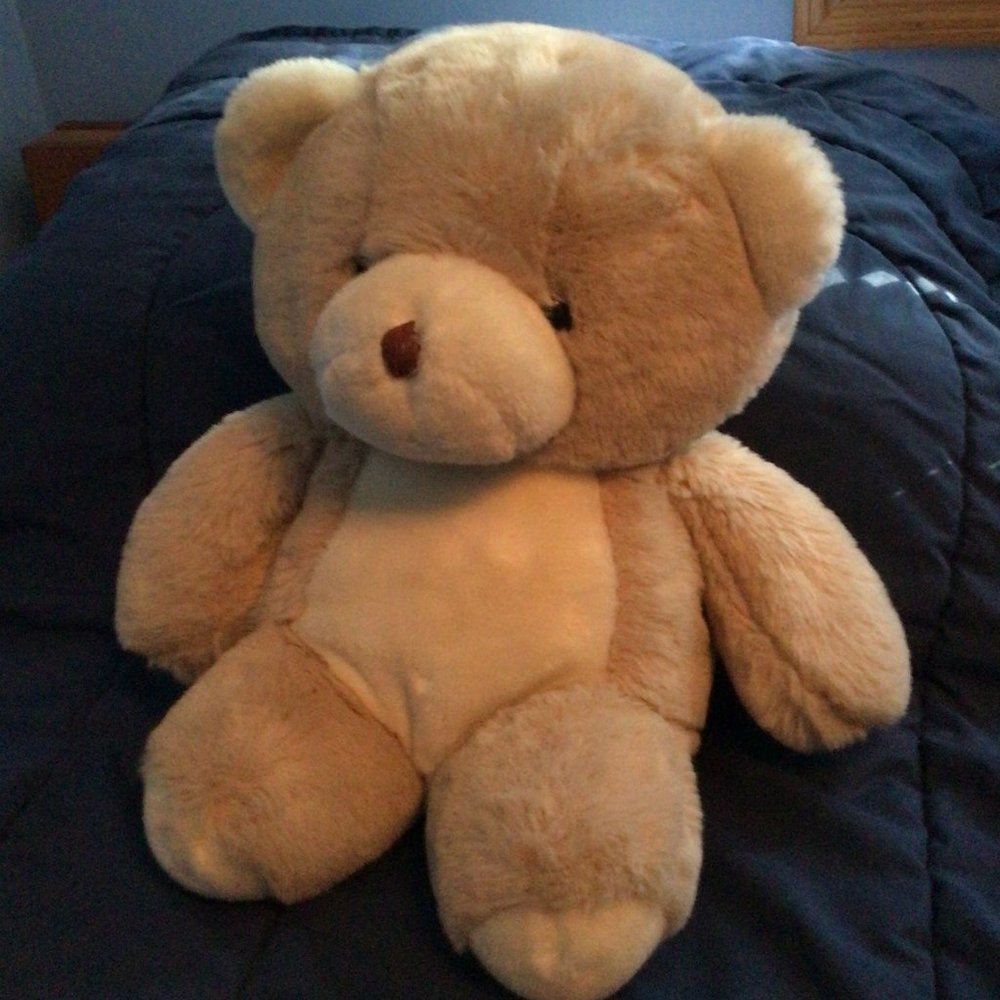 Plush stuffed bear, 16", light tan & cream color